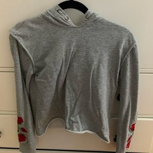 Girls rose embroidered cropped hoodie